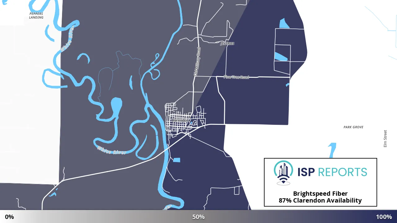 Clarendon, AR map of internet availability