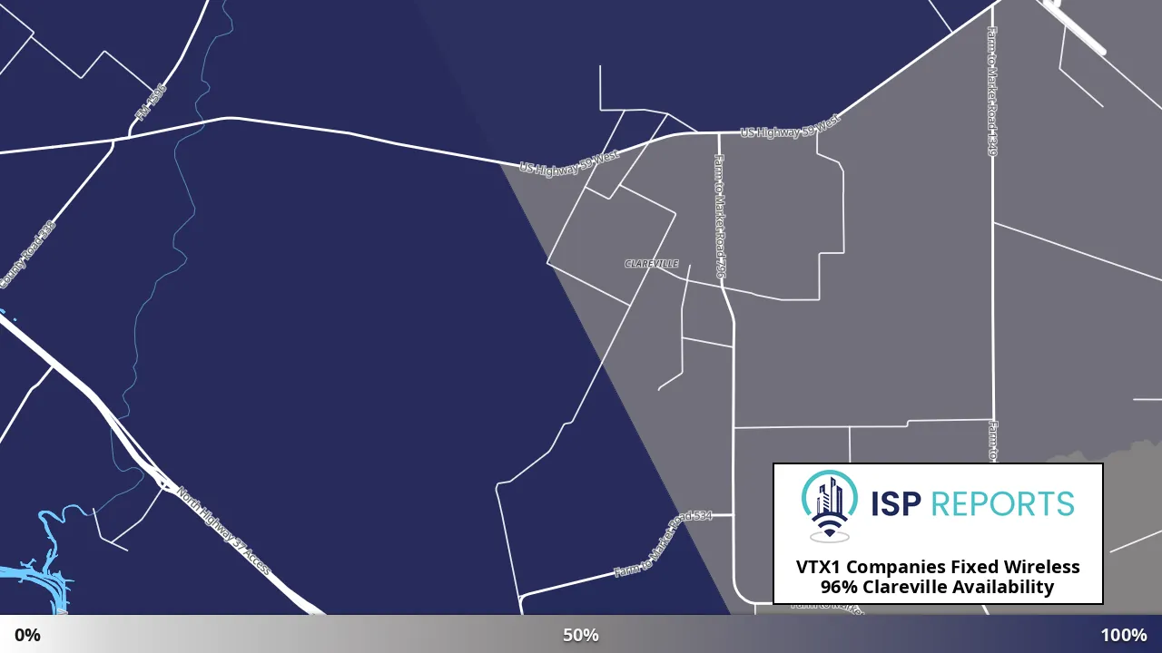 Clareville, TX map of internet availability