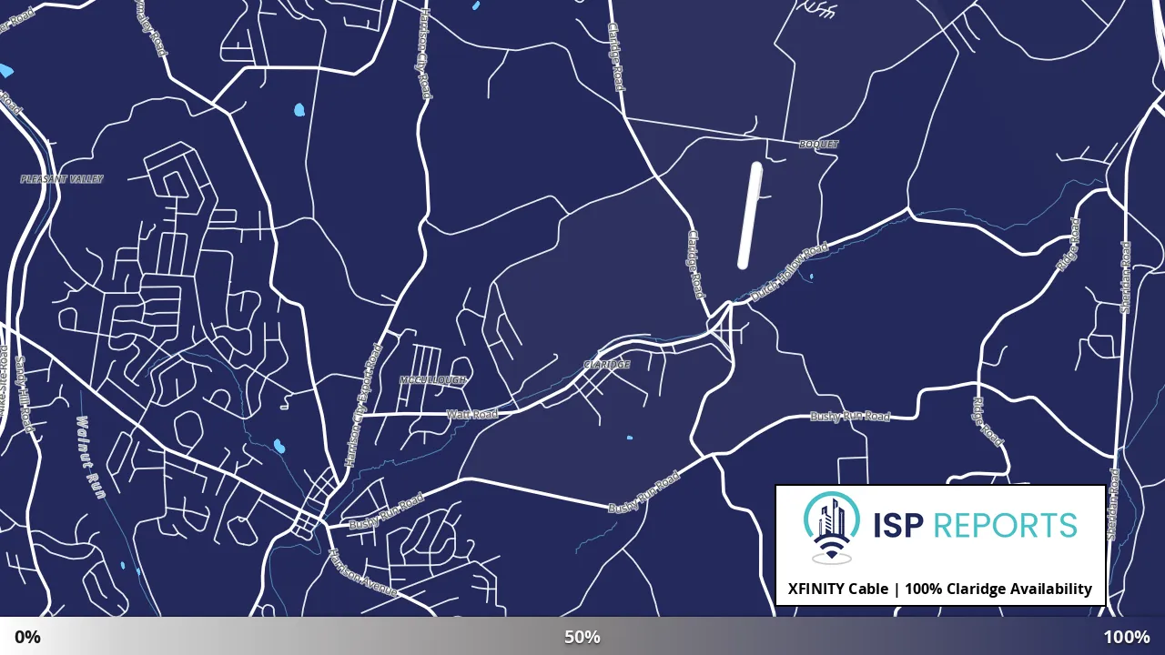 Claridge, PA map of internet availability