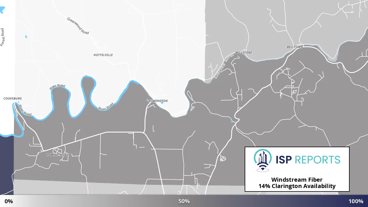 Clarington, PA map of internet availability