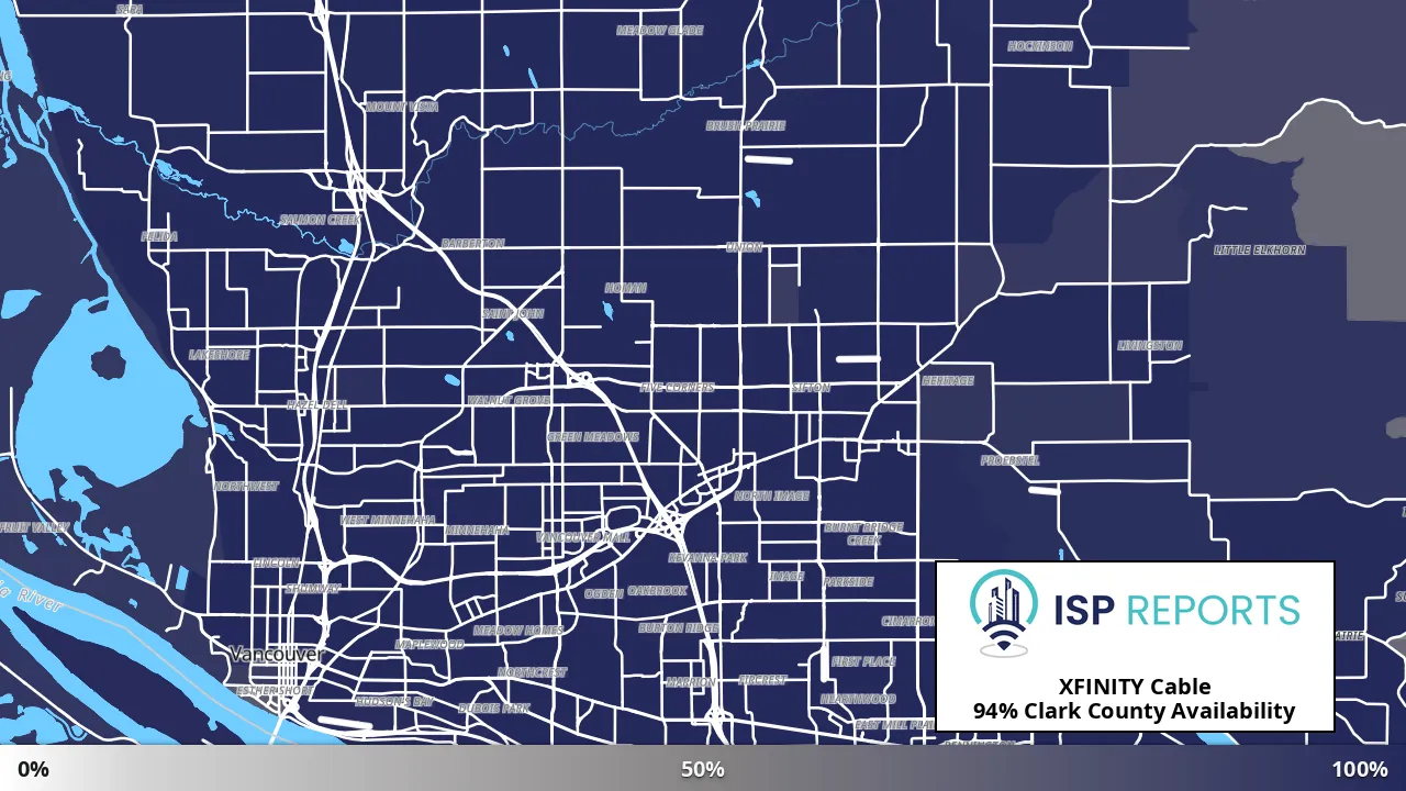 Clark County, WA map of internet availability