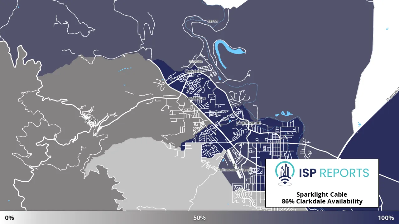 Clarkdale, AZ map of internet availability