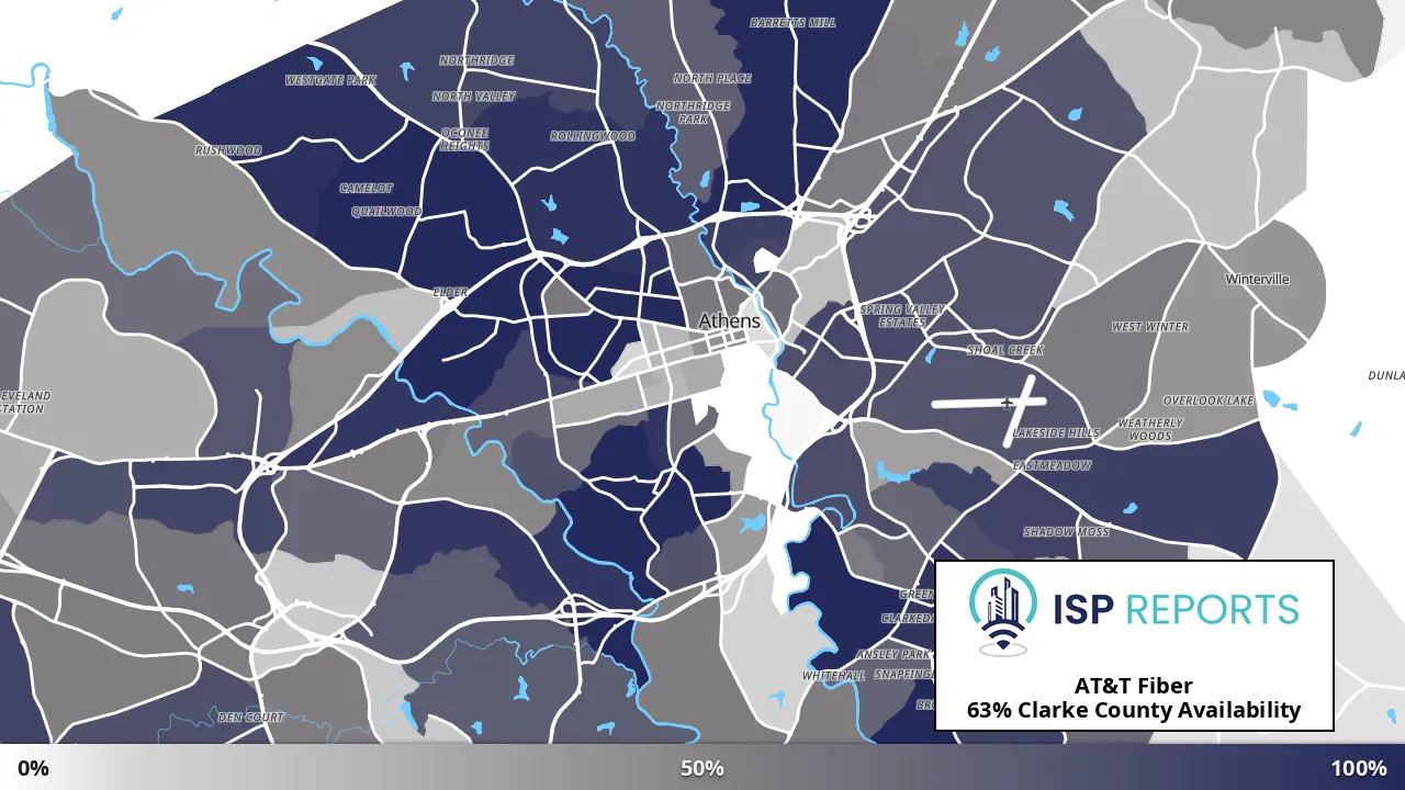Clarke County, GA map of internet availability