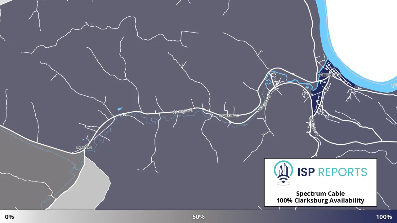 Clarksburg, KY map of internet availability