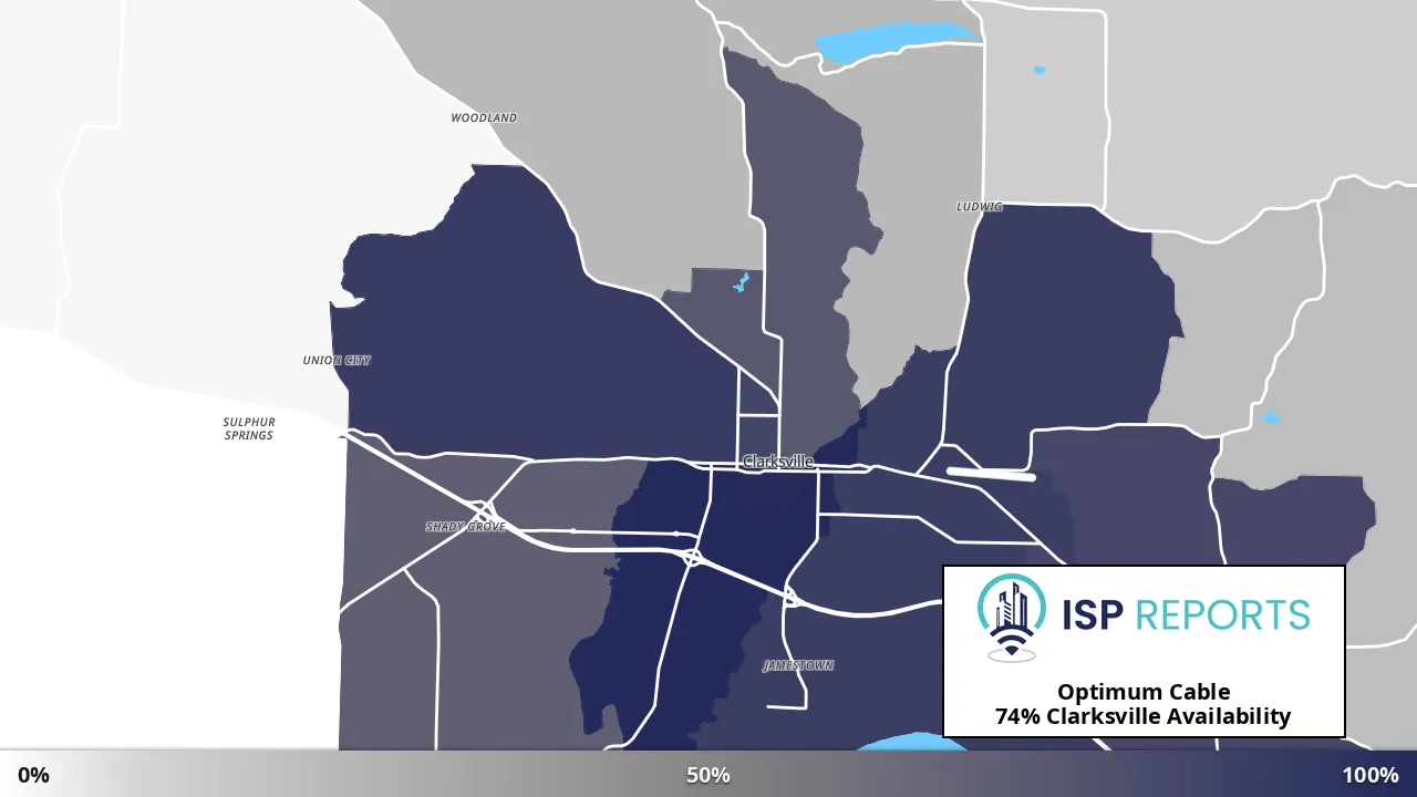 Clarksville, AR map of internet availability