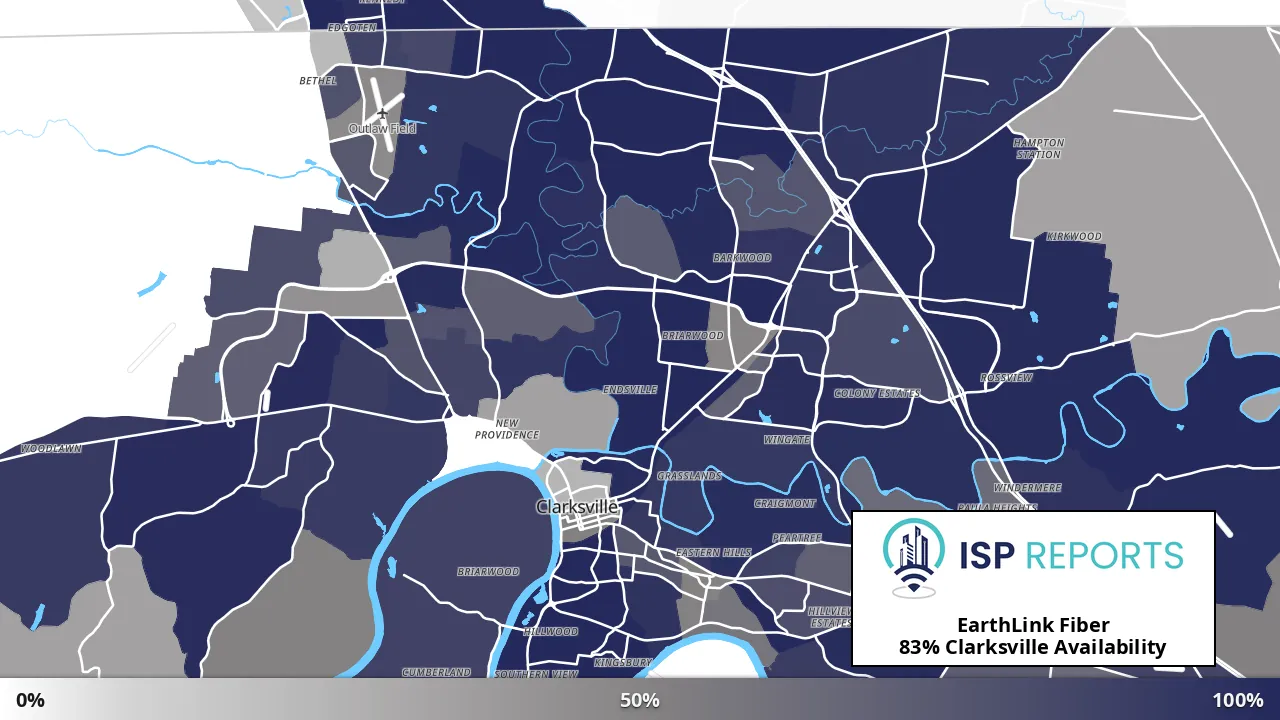 Clarksville, TN map of internet availability