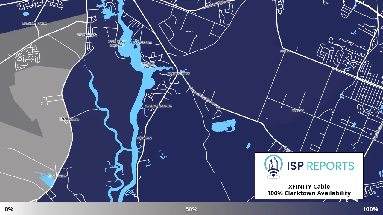 Clarktown, NJ map of internet availability