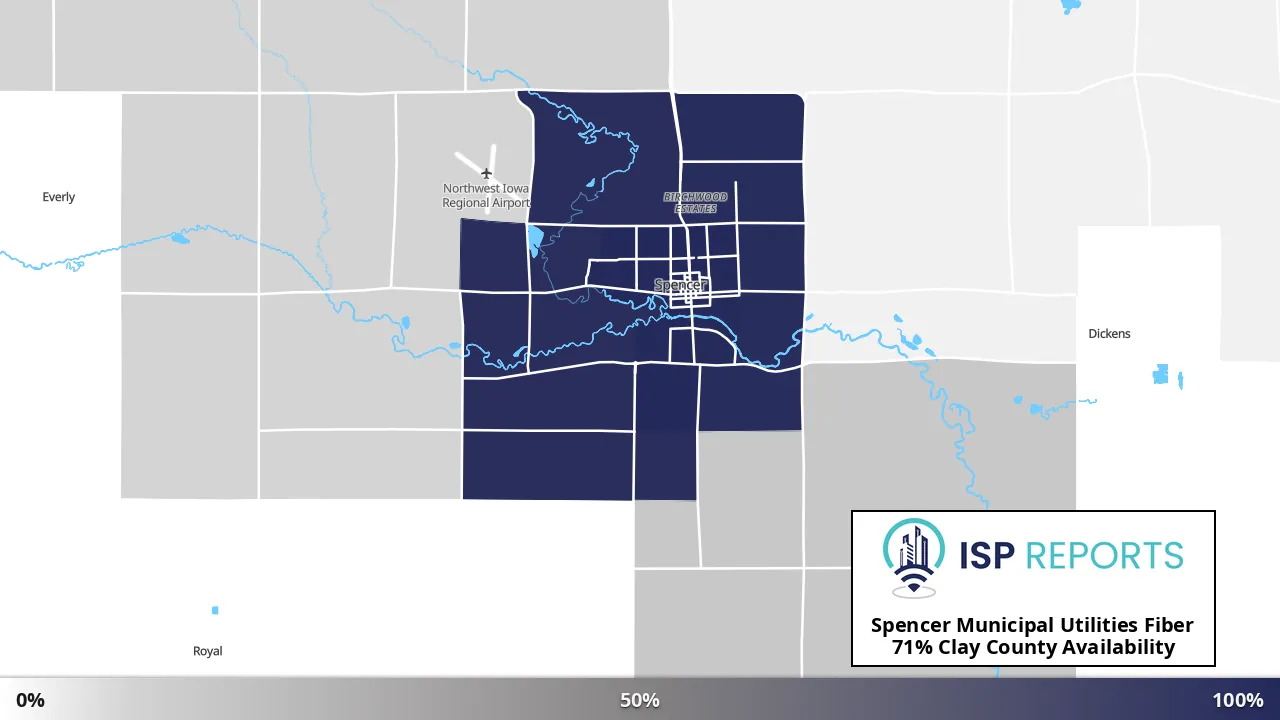 Clay County, IA map of internet availability