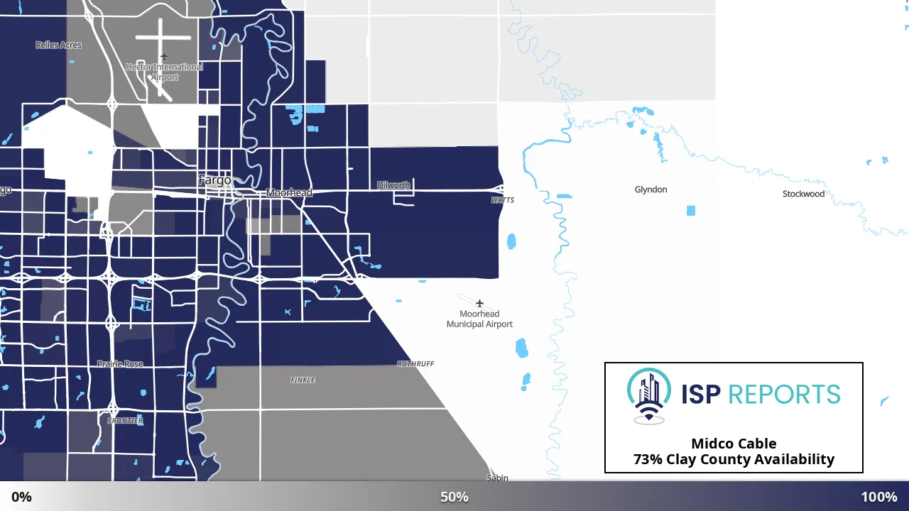 Clay County, MN map of internet availability