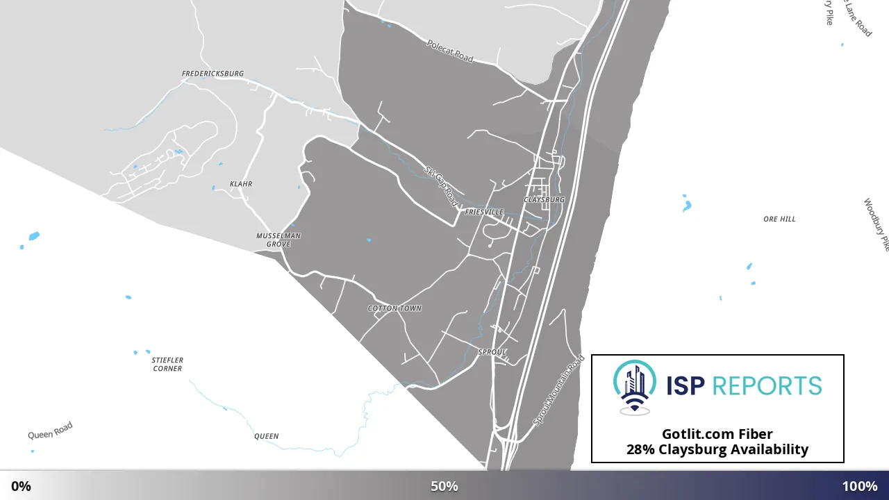 Claysburg, PA map of internet availability
