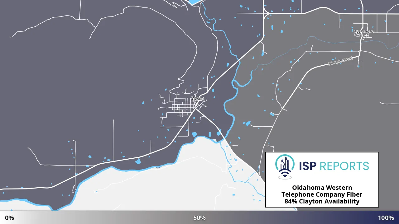 Clayton, OK map of internet availability