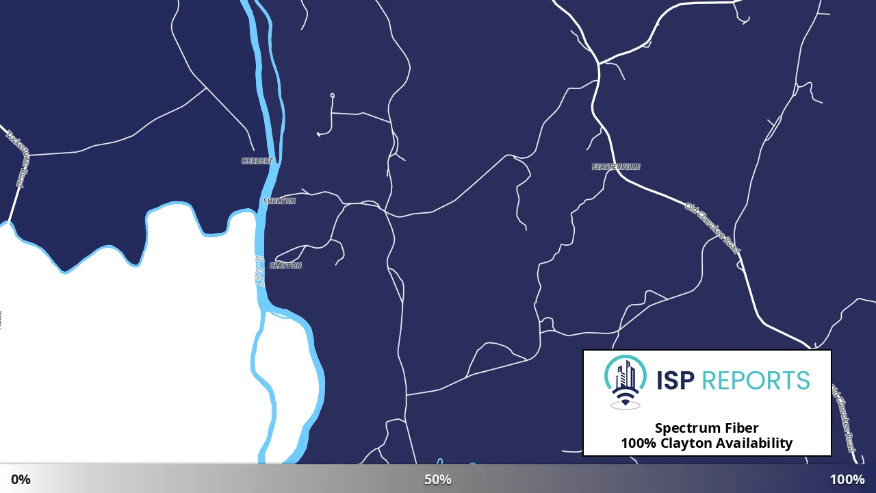Clayton, SC map of internet availability
