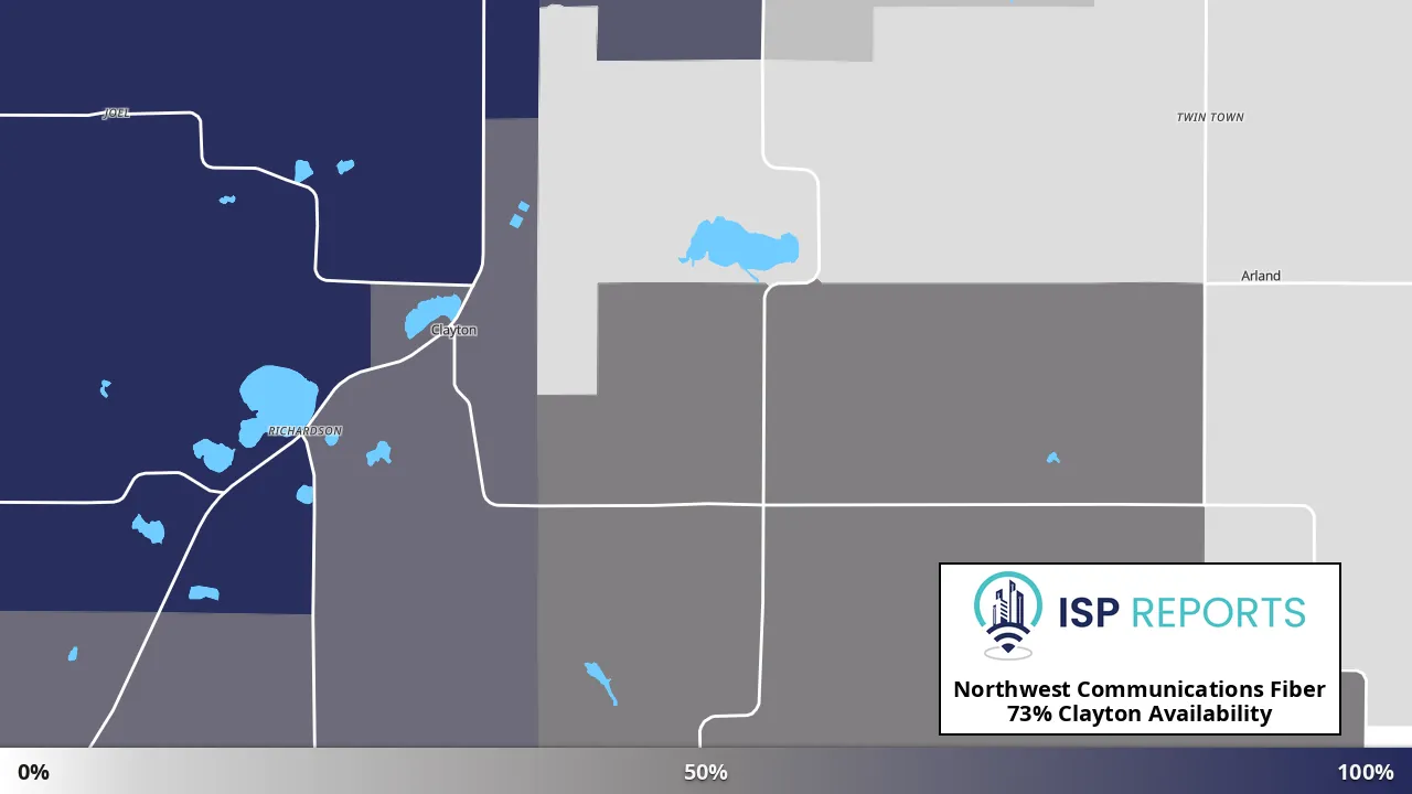 Clayton, WI map of internet availability