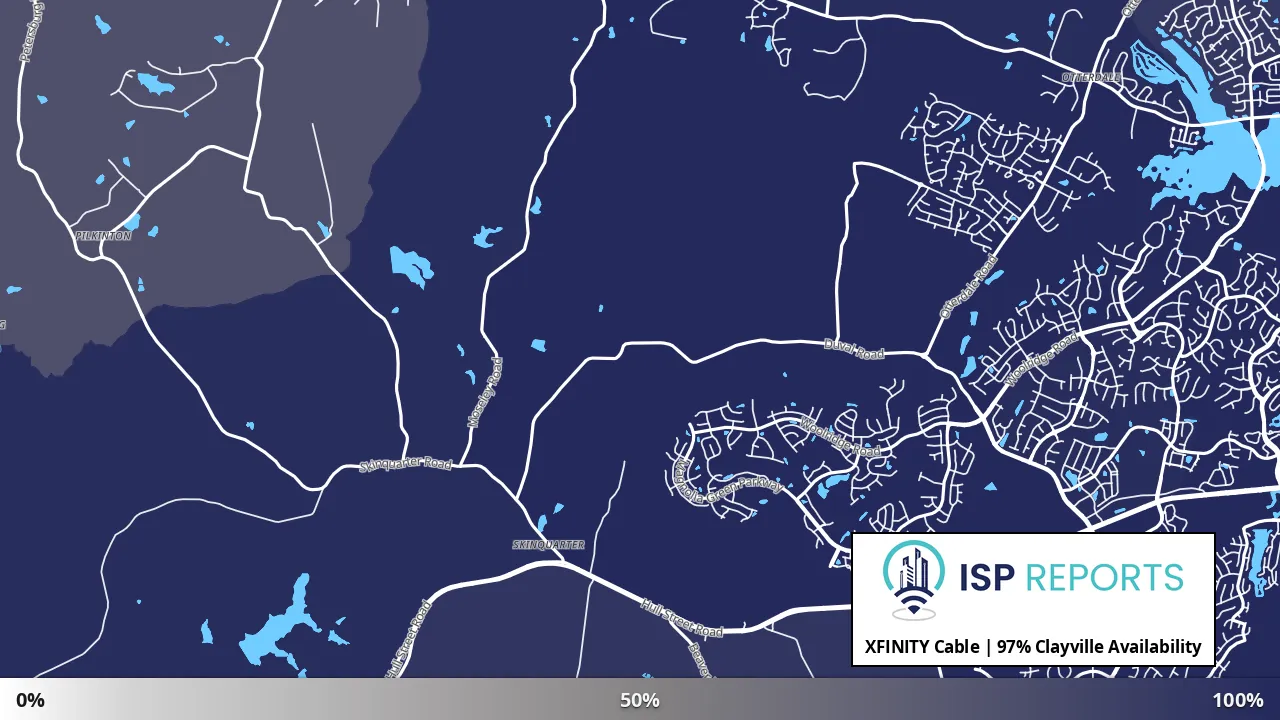 Clayville, VA map of internet availability
