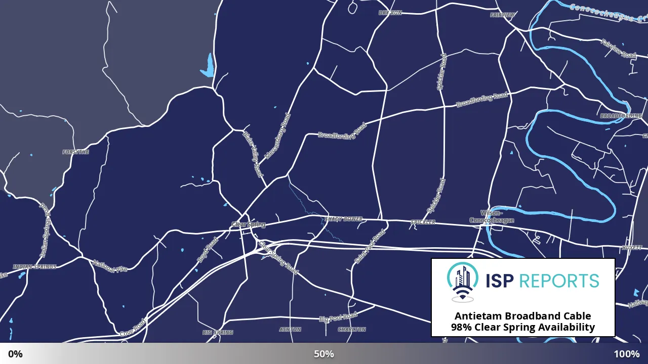 Clear Spring, MD map of internet availability