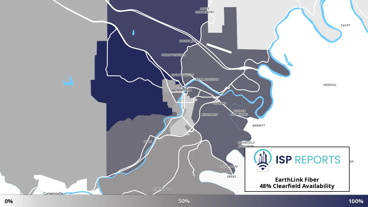 Clearfield, PA map of internet availability