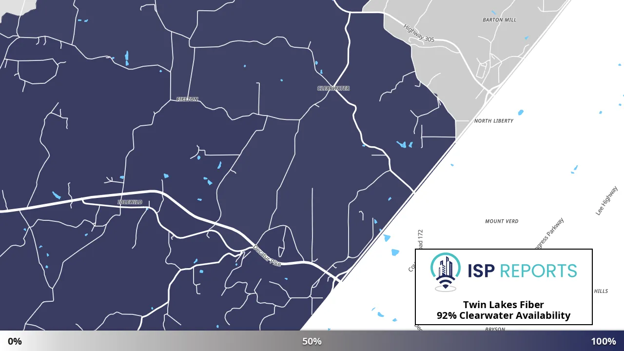 Clearwater, TN map of internet availability