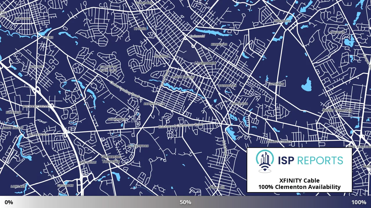 Clementon, NJ map of internet availability