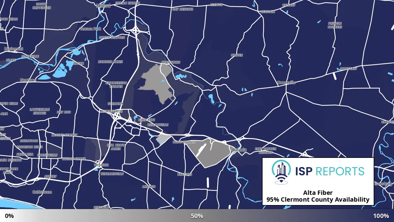 Clermont County, OH map of internet availability