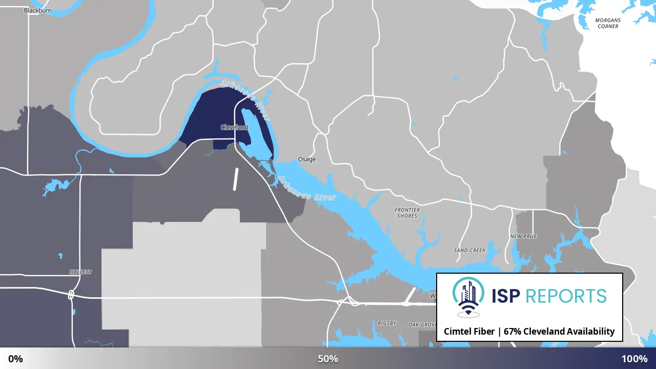 Cleveland, OK map of internet availability