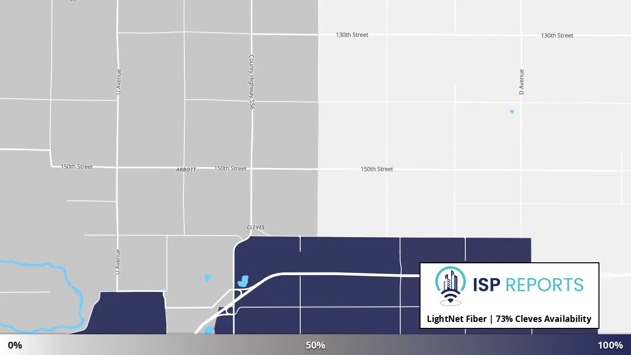 Cleves, IA map of internet availability