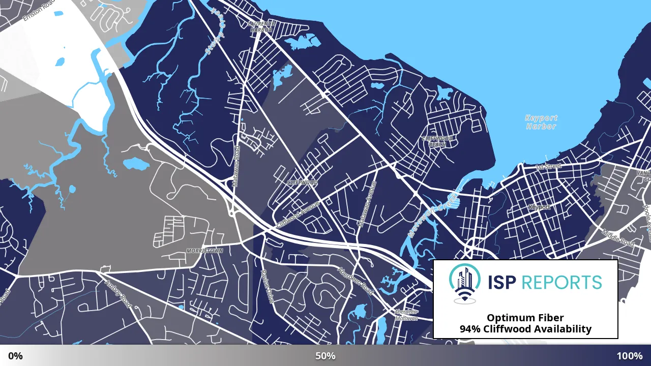 Cliffwood, NJ map of internet availability