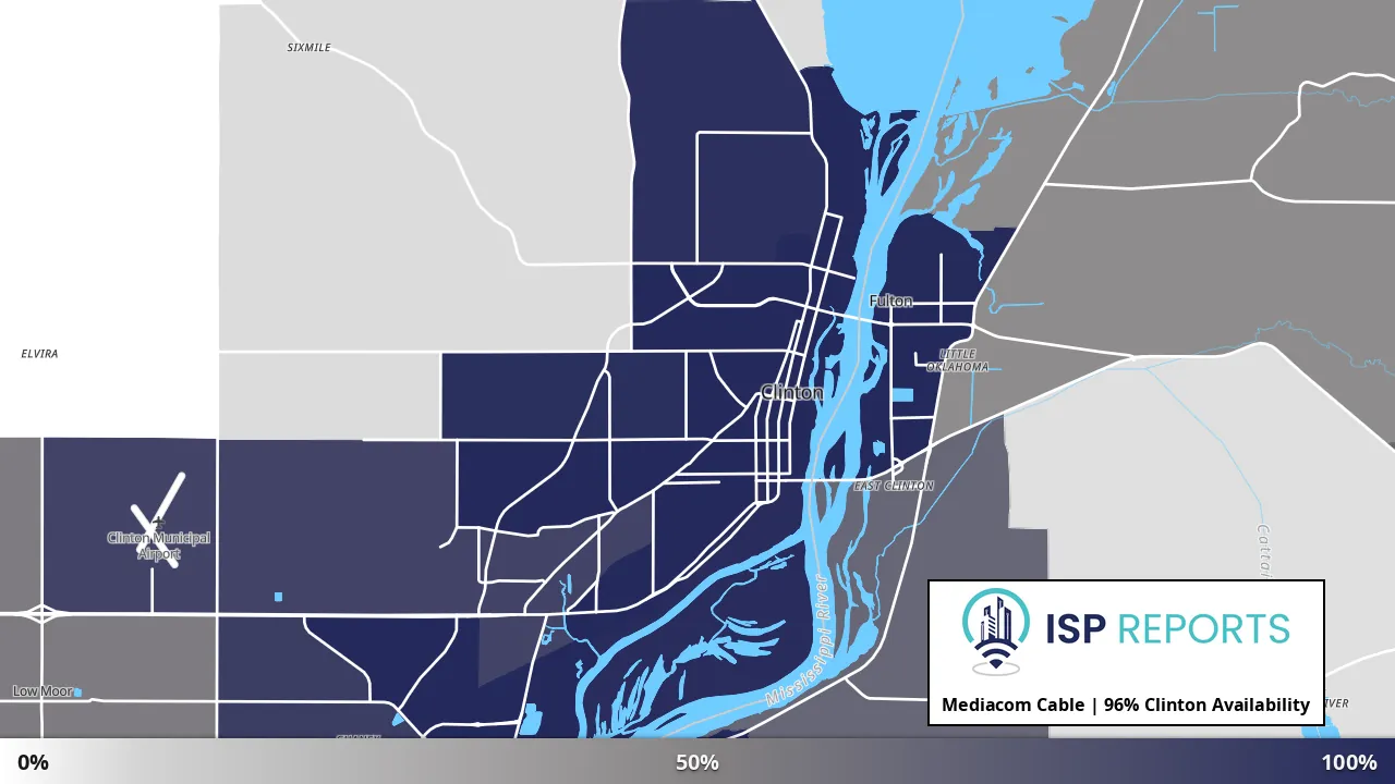 Clinton, IA map of internet availability