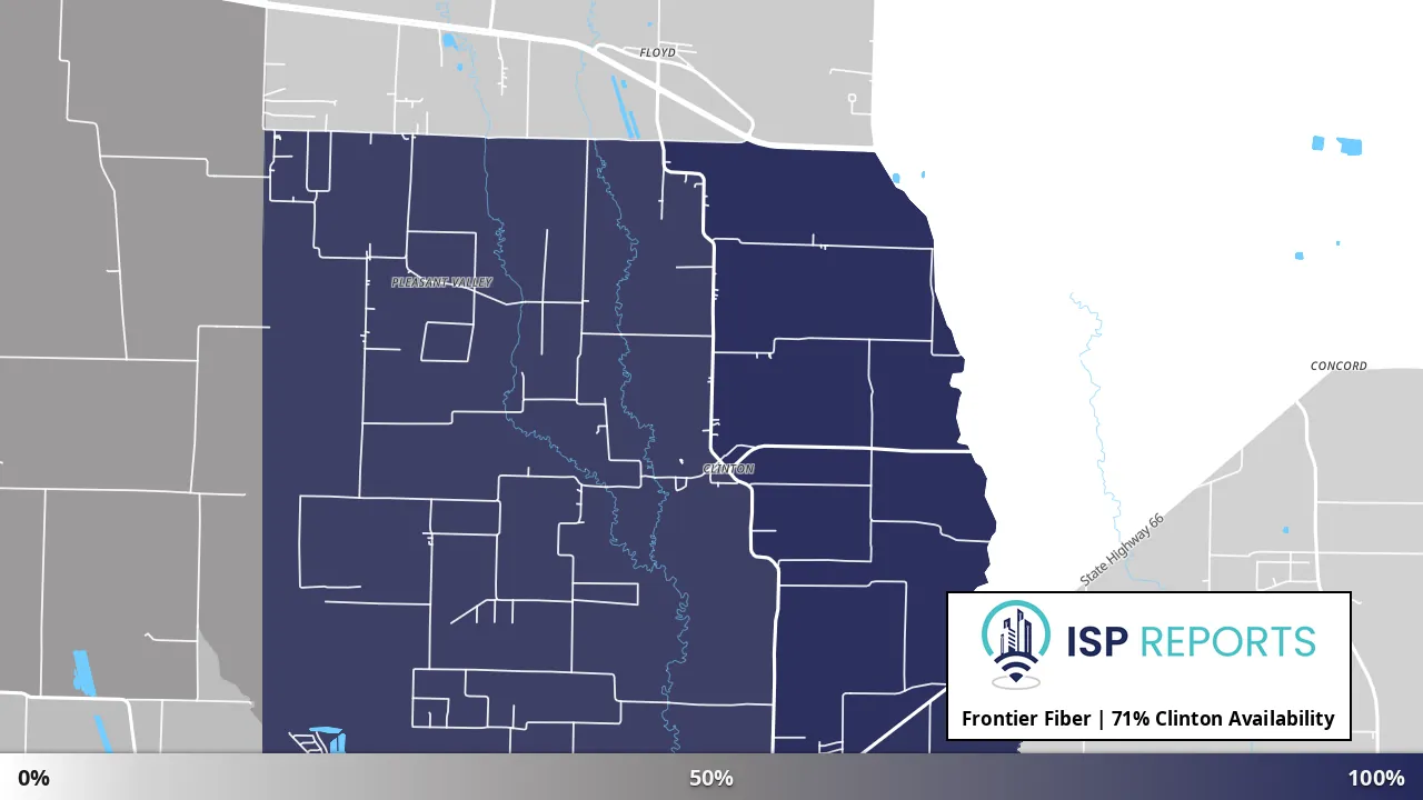 Clinton, TX map of internet availability