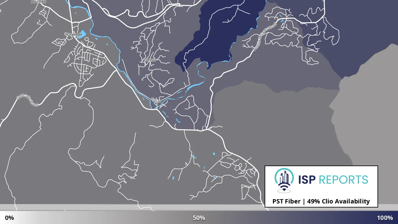 Clio, CA map of internet availability