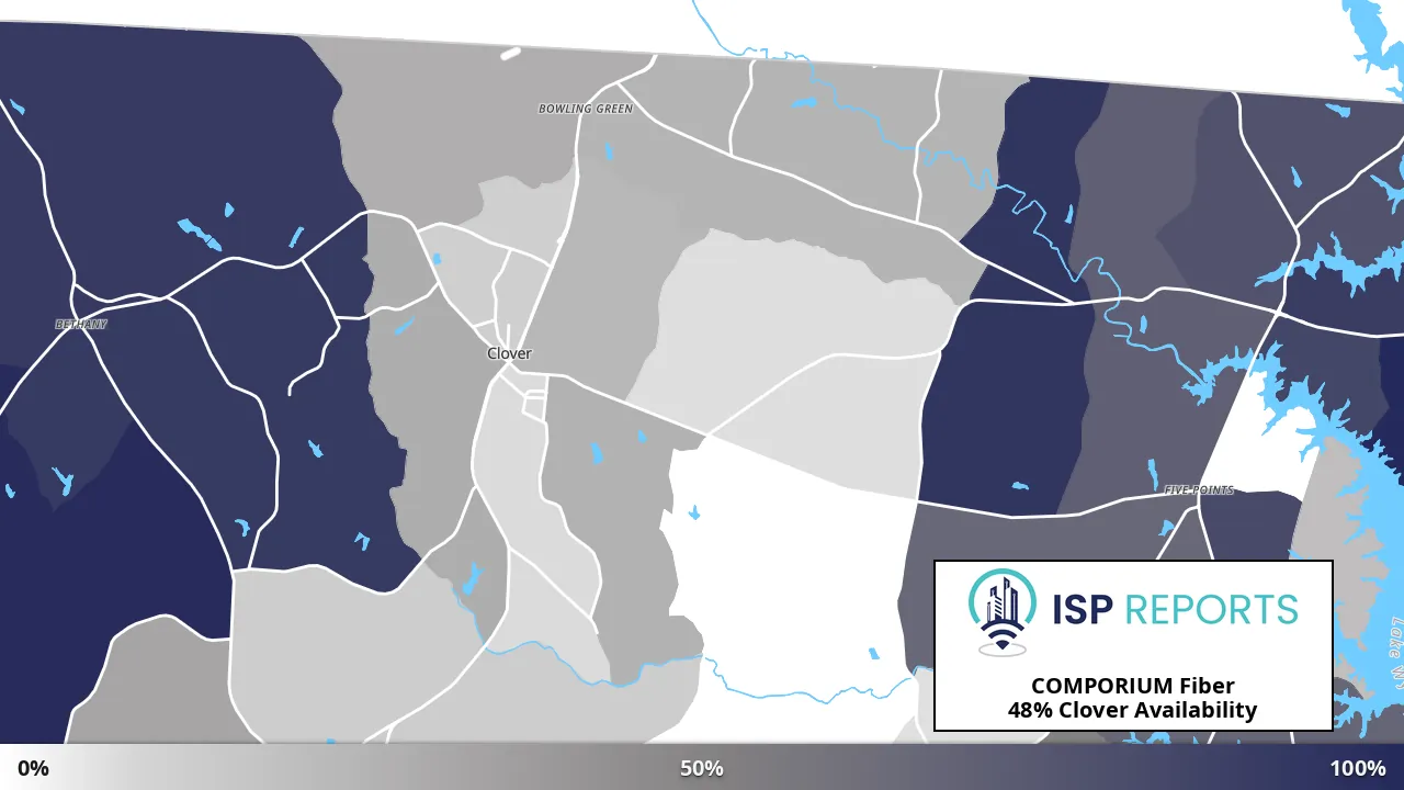 Clover, SC map of internet availability