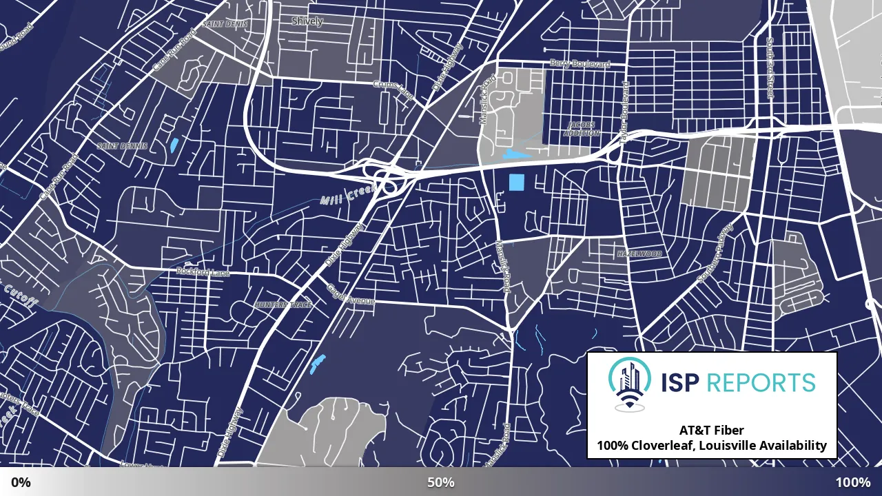 Cloverleaf, Louisville, KY map of internet availability