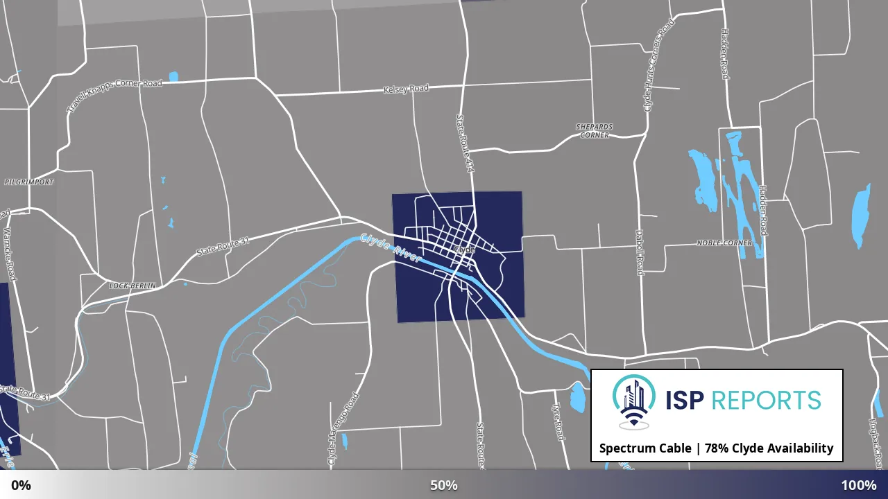Clyde, NY map of internet availability
