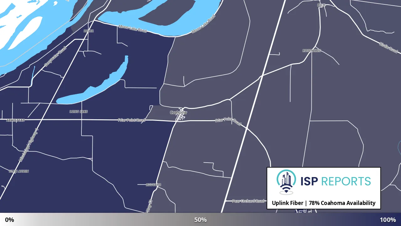 Coahoma, MS map of internet availability