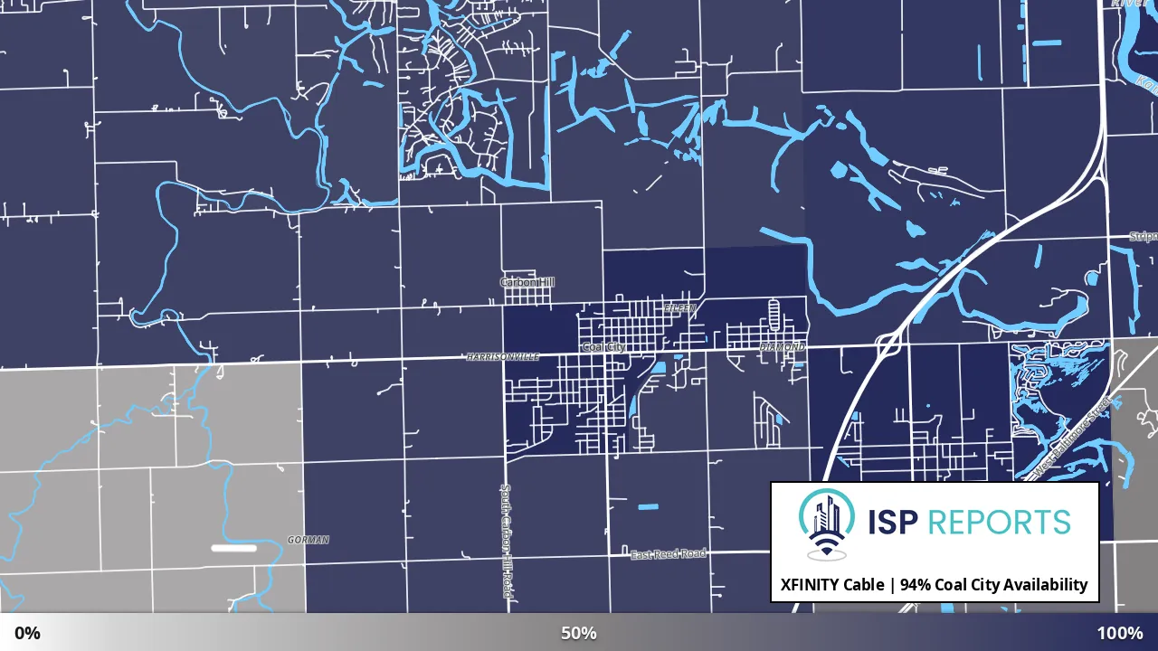 Coal City, IL map of internet availability