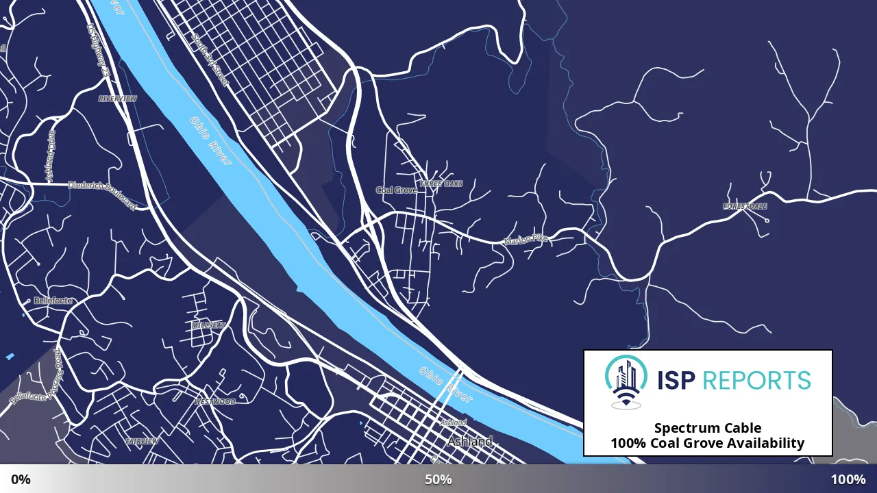 Coal Grove, OH map of internet availability