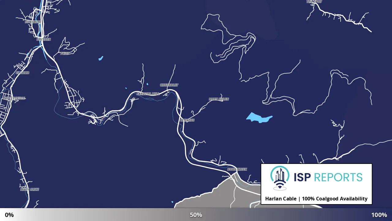 Coalgood, KY map of internet availability
