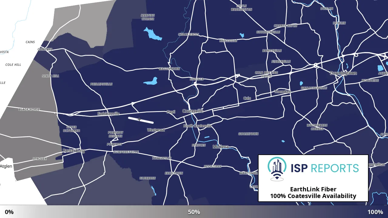 Coatesville, PA map of internet availability