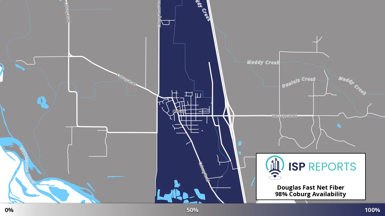 Coburg, OR map of internet availability