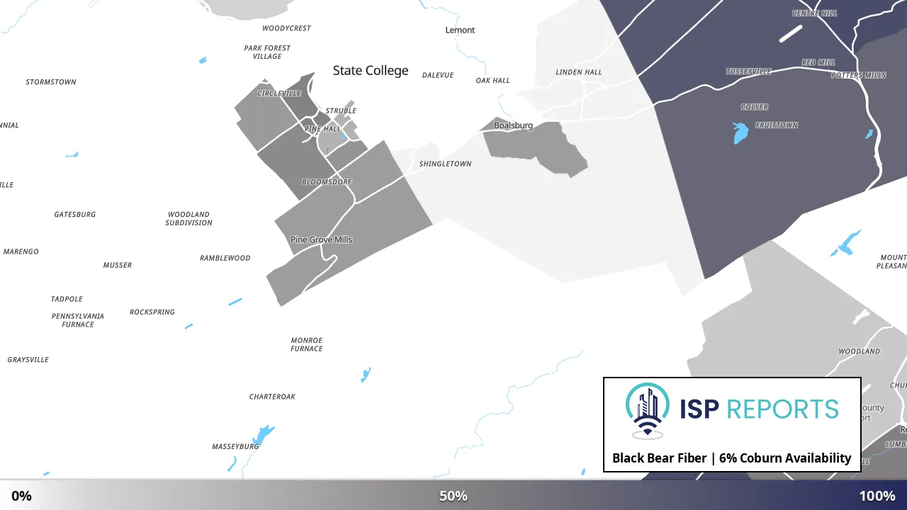 Coburn, PA map of internet availability