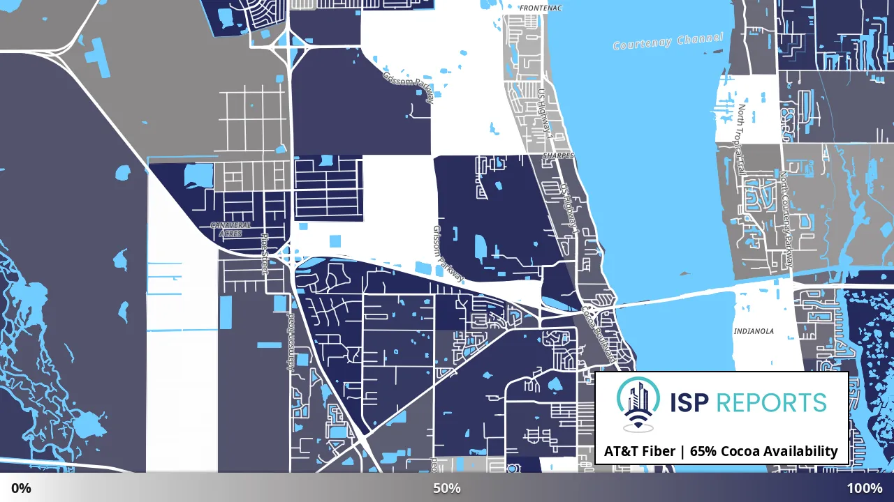 Cocoa, FL map of internet availability