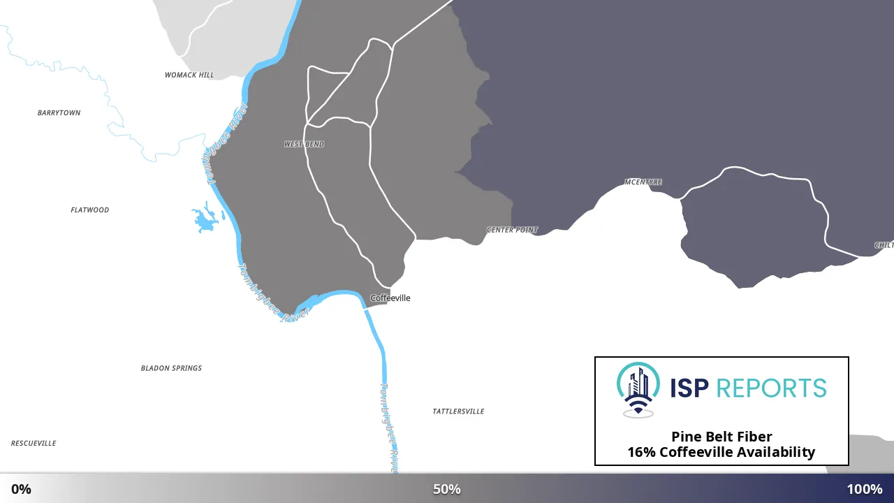 Coffeeville, AL map of internet availability