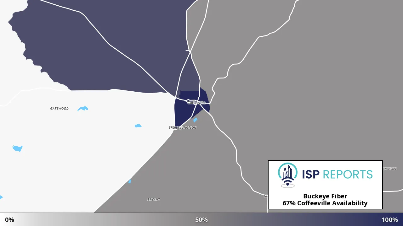 Coffeeville, MS map of internet availability