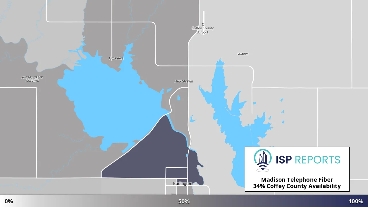 Coffey County, KS map of internet availability