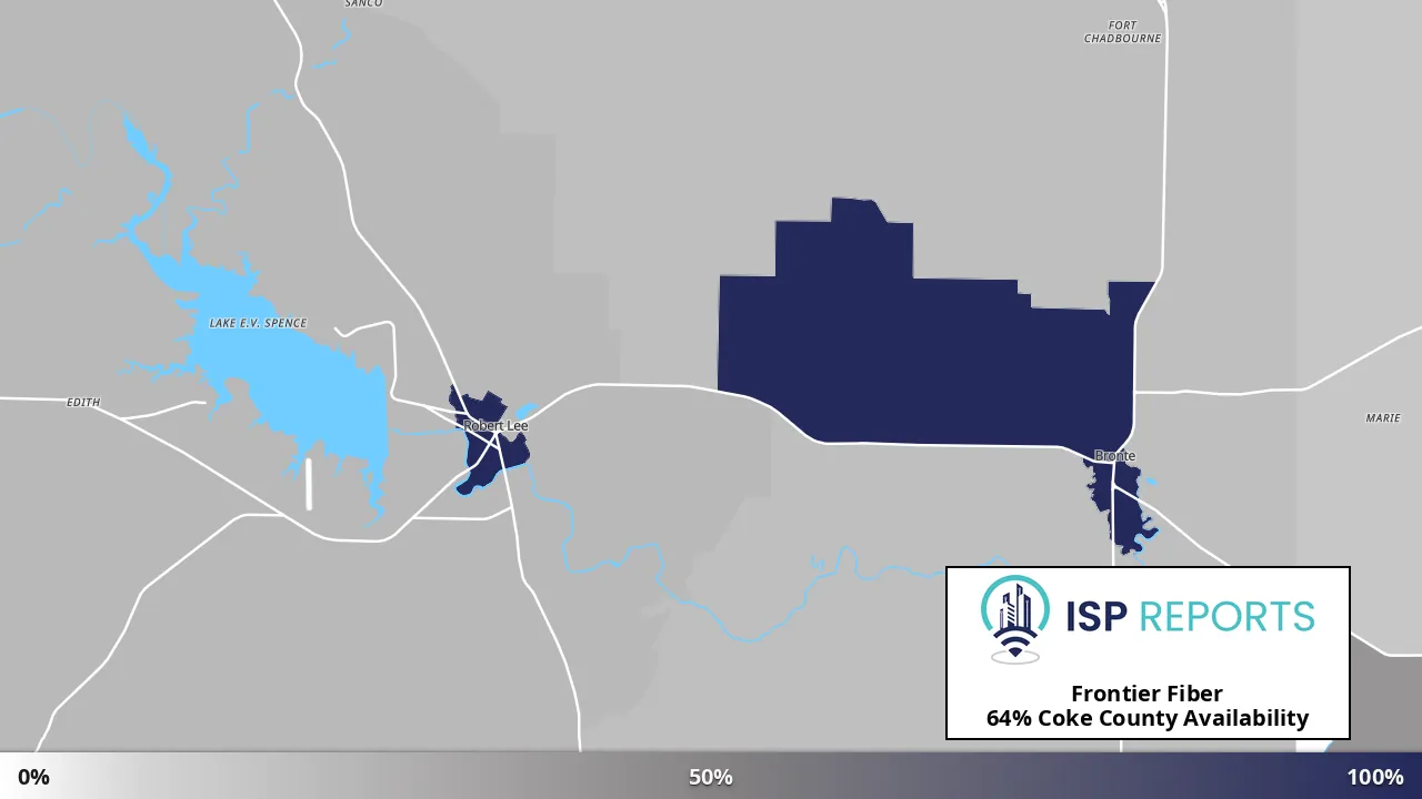 Coke County, TX map of internet availability