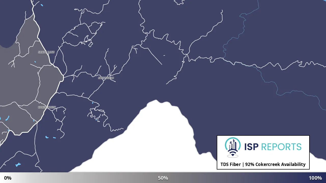Cokercreek, TN map of internet availability