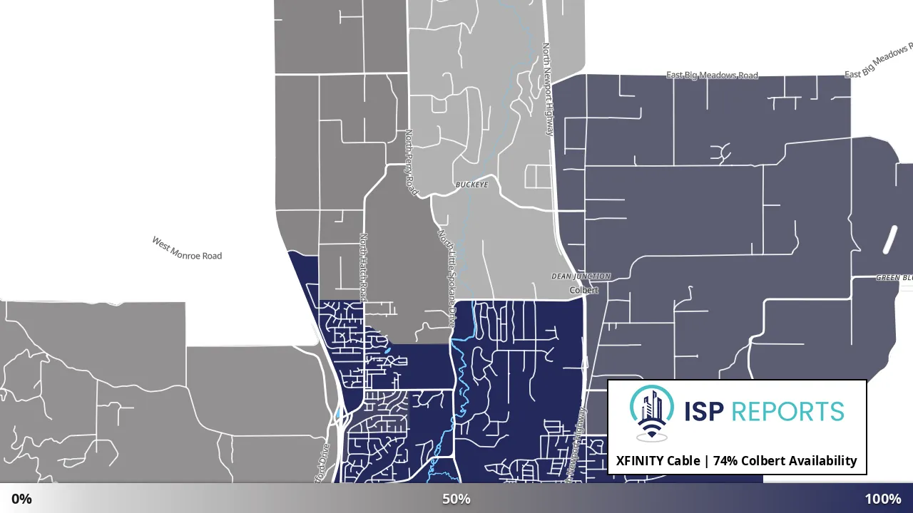 Colbert, WA map of internet availability