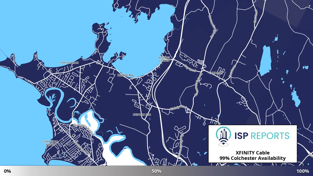 Colchester, VT map of internet availability