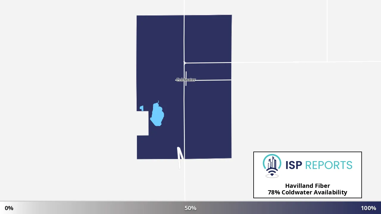 Coldwater, KS map of internet availability