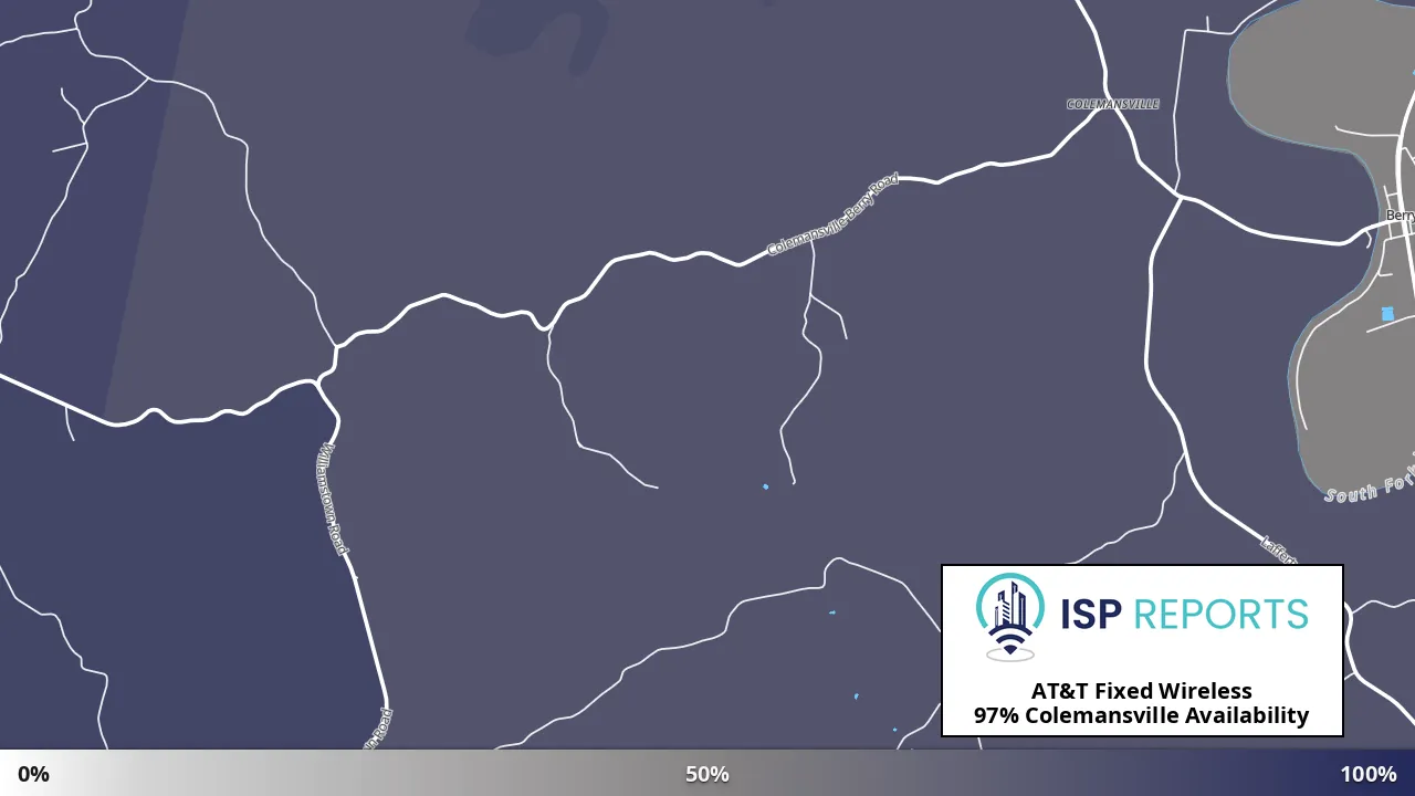 Colemansville, KY map of internet availability