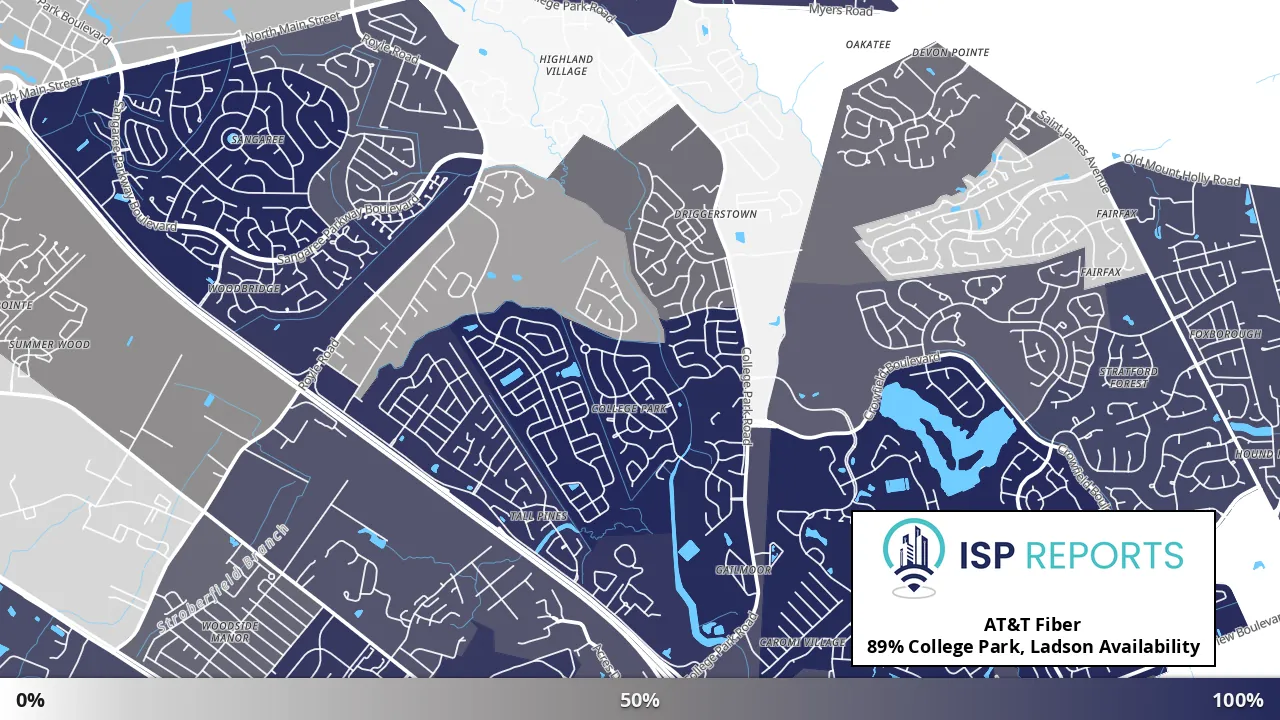 College Park, Ladson, SC map of internet availability